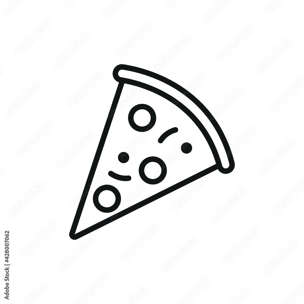 Pizza flat line icon. Vector thin sign of italian fast food cafe logo. Pizza flat line icon. Vector thin sign of italian fast food cafe logo.