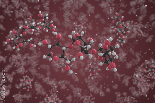 Dextrin molecule, ball-and-stick molecular model. Chemical 3d rendering