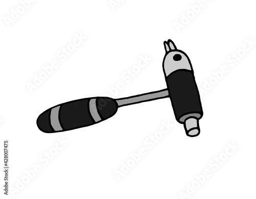 Vector illustration of a neurological hammer of a doctor, medical equipment for diagnostics.