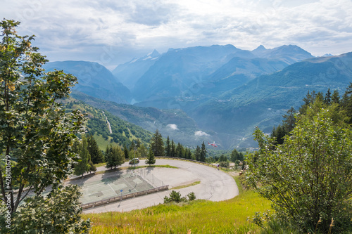 Auris en Oisans resort in Northern Alps in summer. Isere, France