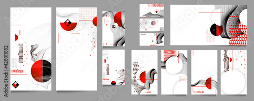 Poster design Japanese style templates set invitations to lines abstract background for book cover texture brochure