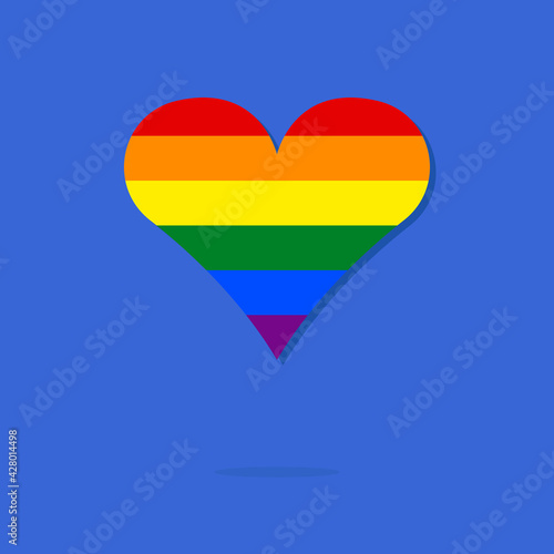 heart with lgbt colors on blue background