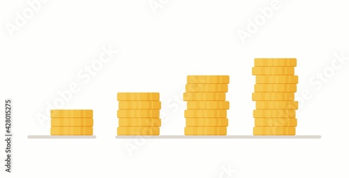 Vector illustration of coins. Saving up for a dream. Payment in pennies. 