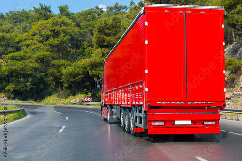 Turkey - Antalya intercity in the road red truck