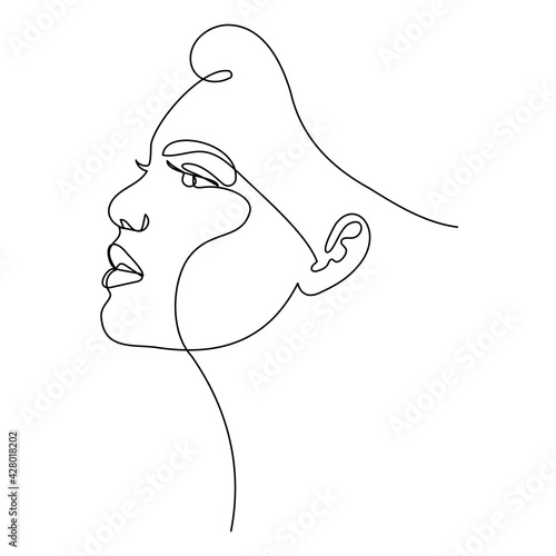 Fashion lineart portrait of young beautiful woman