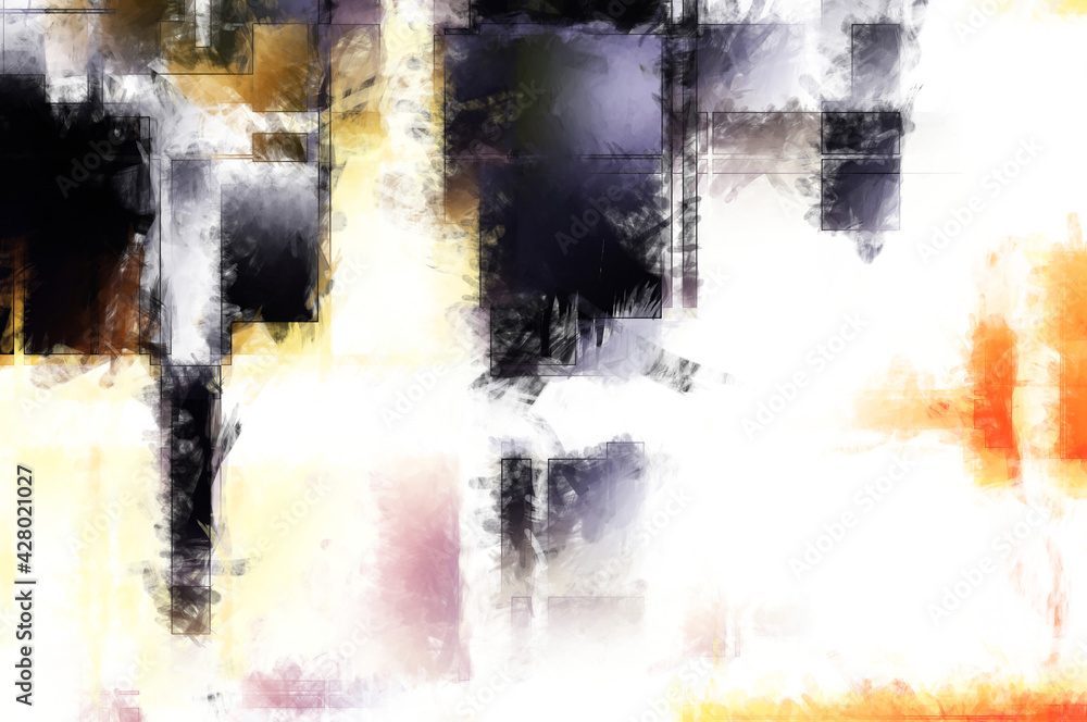 Naklejka premium Modern art. Colorful contemporary artwork. Color strokes of paint. Brushstrokes on abstract background. Brush painting. Unique wall art.