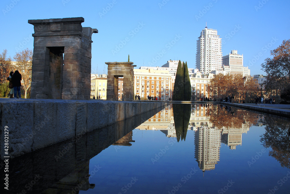 building mirror effect in Madrid city, Spain building mirror effect in Madrid city, Spain