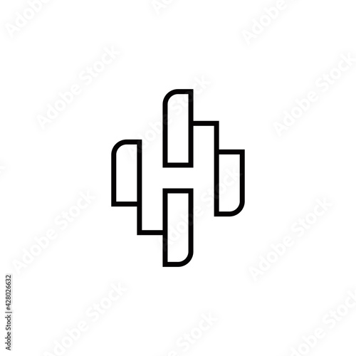 h initial logo design vector template