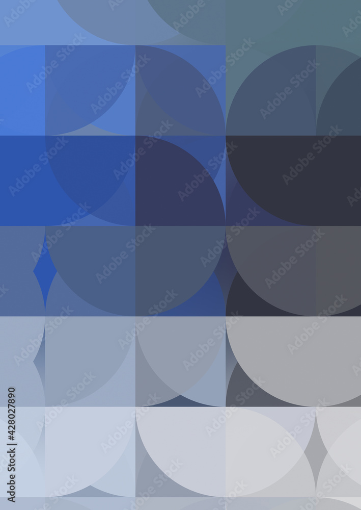 Obraz premium Layers of circular shapes creating a colorful and vibrant design. Digital illustration of circles layout. Futuristic design template.