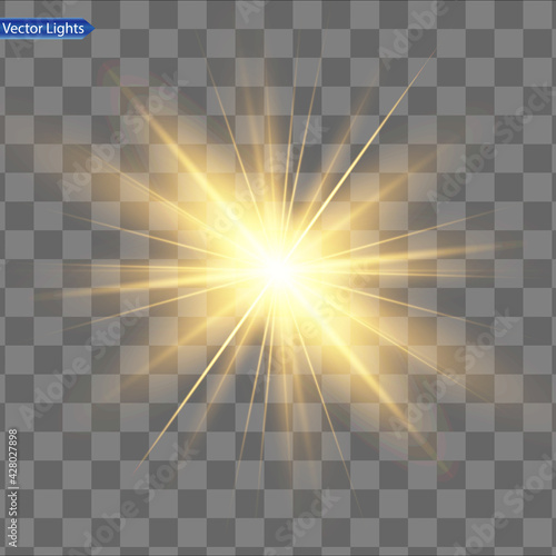 Glow isolated yellow light effect, lens flare