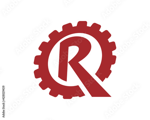 R letter gear initial logo