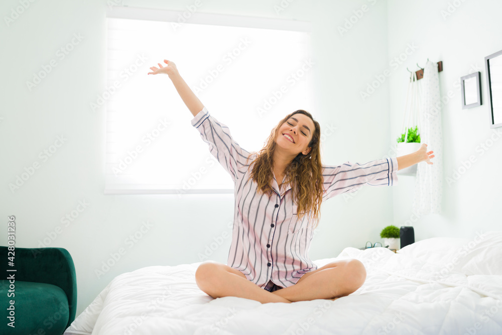 Beautiful woman feeling excited for a new day Beautiful woman feeling excited for a new day