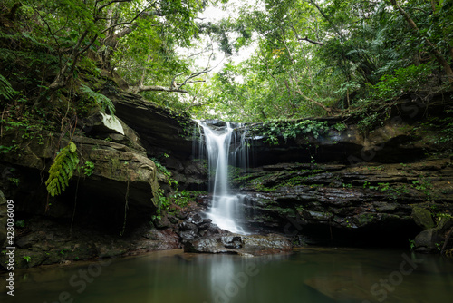 Kuura falls is a peaceful place to relax with its serene atmosphere on Iriomote Island  Yaeyama.