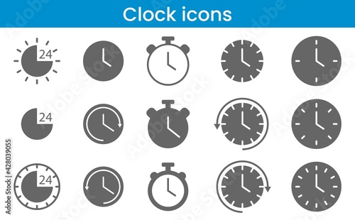 clock collection icons, vector set