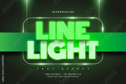 Editable Text Effect with Line Style and Glowing Green Neon Effect