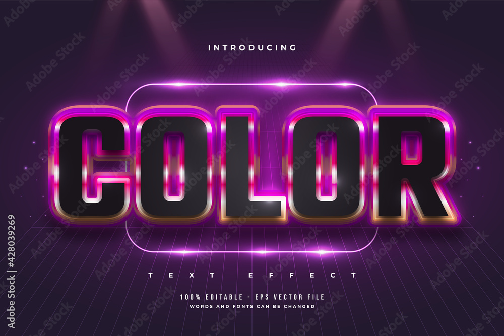 Editable Text Effect in Black and Colorful Style with Futuristic Concept