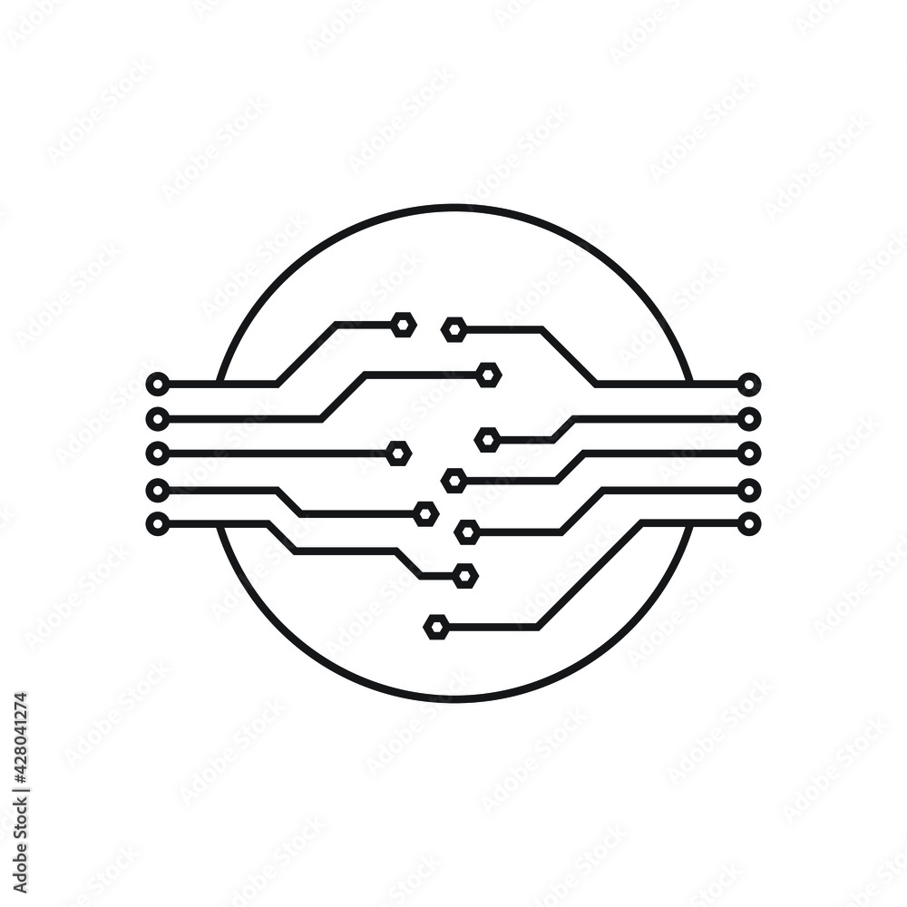 Circuit board icon design isolated on white background Circuit board icon design isolated on white background