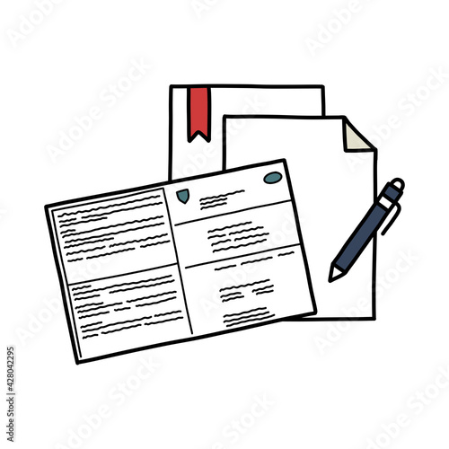 administrative documents doodle icon, vector color line illustration