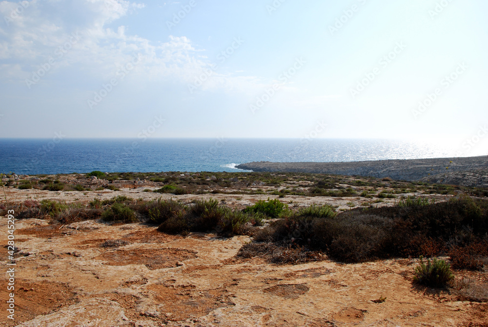 Land, sea, sky. Panorama. Lampedusa, summer 2009.