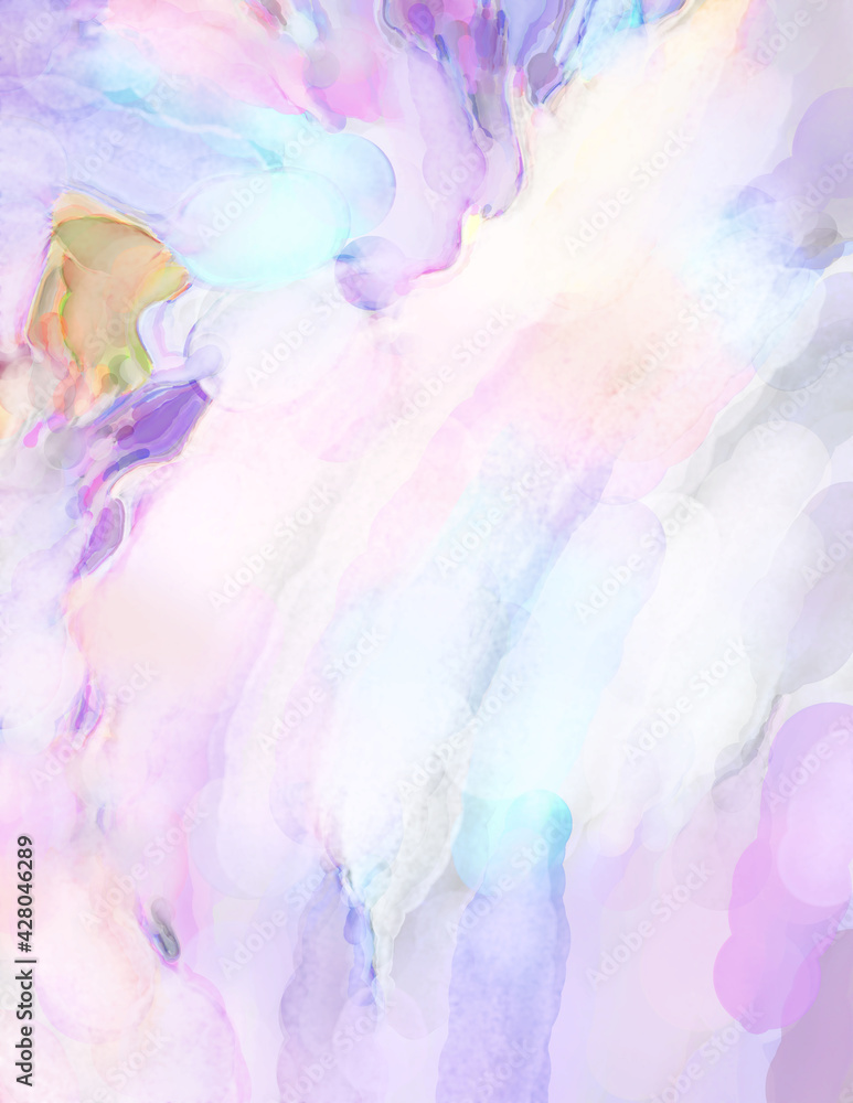 Watercolor abstract painting with pastel colors for poster, wall art, banner, card, book cover or packaging. Modern painting of soothing brush strokes resembling alcohol inks.