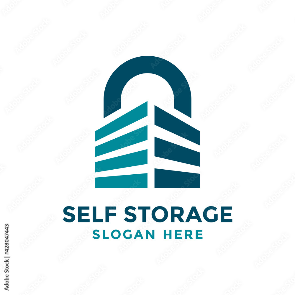 Self storage logo design template. Safe storage garage vector