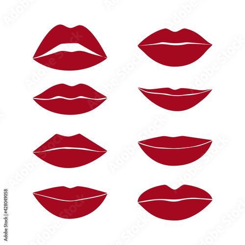Vector flat set of lips of different shapes