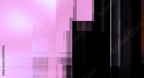 Layers of colorful and vibrant geometrical shapes. Digital illustration of a tech layout. Futuristic design template.