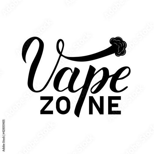 Vape Zone Sign. Calligraphy hand lettering. Minimalist logo for vaping store or bar. Vector illustration. Easy to edit template for poster, sign, t-shirt, flyer, etc