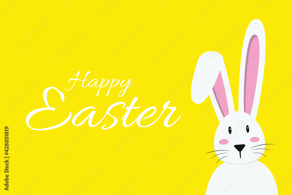 Happy Easter Rabbit Bunny on Yellow Background. Vector Illustrator Eps 10. Happy Easter Rabbit Bunny on Yellow Background. Vector Illustrator Eps 10.