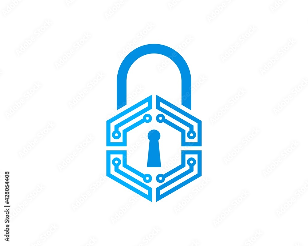 Hexagonal padlock with circuit technology Hexagonal padlock with circuit technology