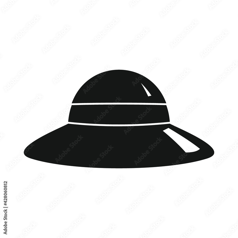 Vector female hat black simple icon isolated on white Vector female hat black simple icon isolated on white