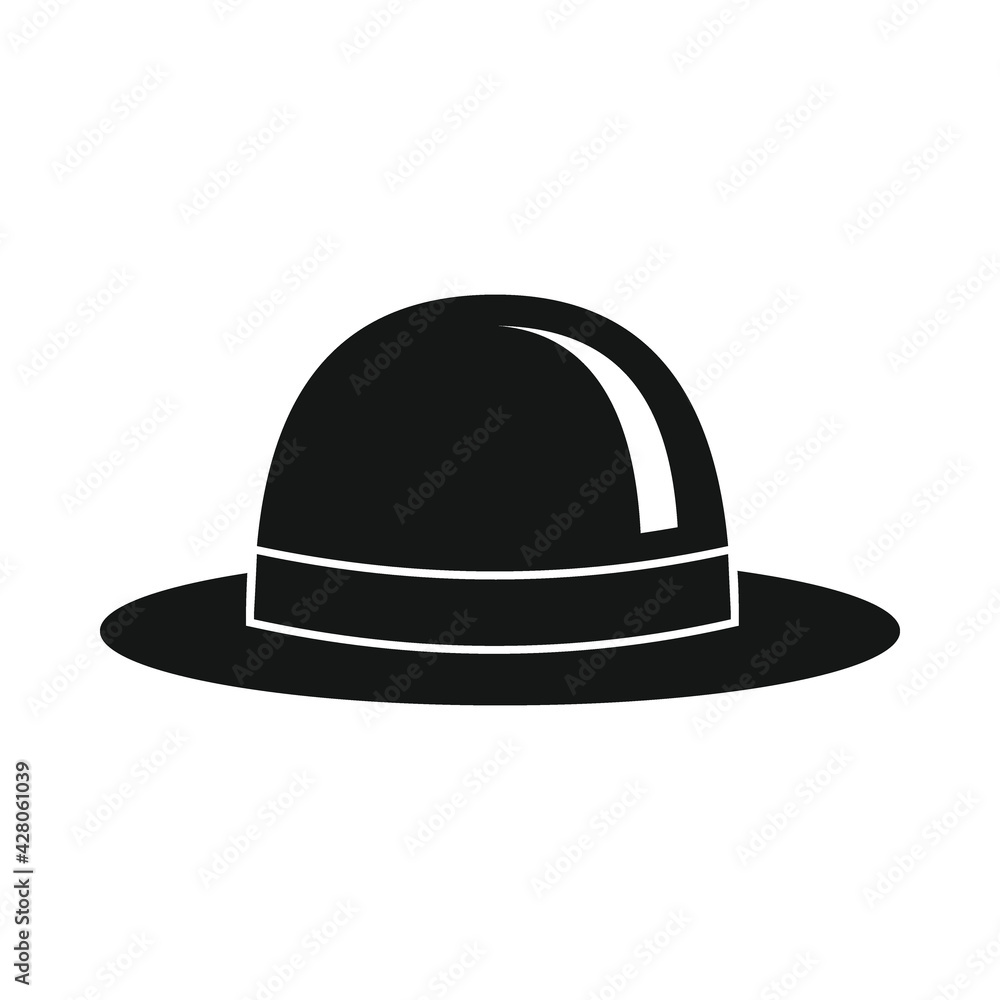 Vector old hat black simple icon isolated on white Vector old hat black simple icon isolated on white