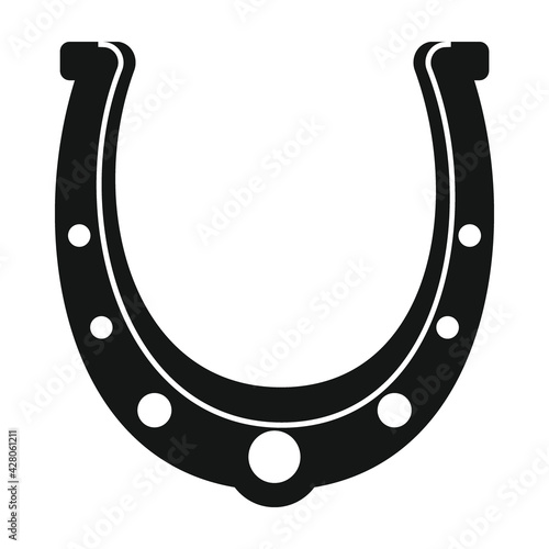 Fotografia, Obraz Vector iron horseshoe black simple icon isolated on white background
