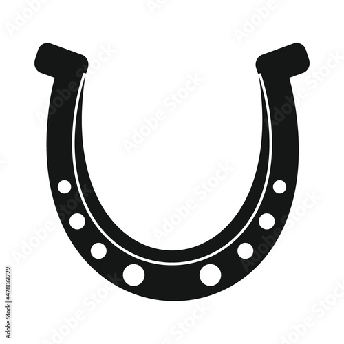 Vector bronze horseshoe black simple icon isolated