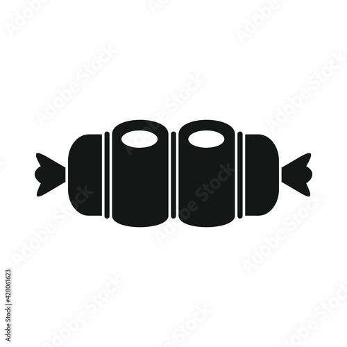 Vector boiled sausage black simple icon isolated
