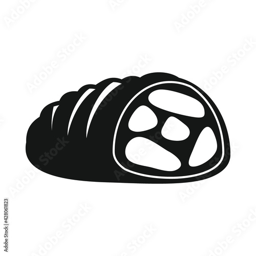 Vector meatloaf black simple icon isolated on white