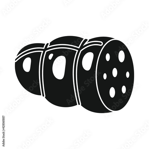 Vector homemade sausage black simple icon isolated on white