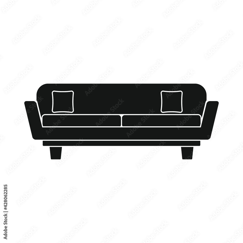 Vector lobby sofa black simple icon isolated Vector lobby sofa black simple icon isolated