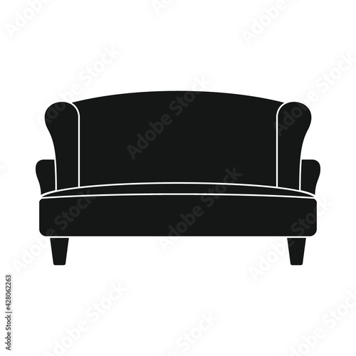 Vector salon sofa black simple icon isolated