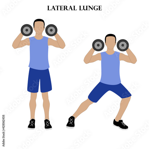 Lateral lunge exercise strength workout vector illustration