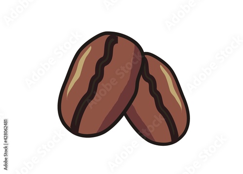 Coffee bean. Simple flat illustration with black outline.