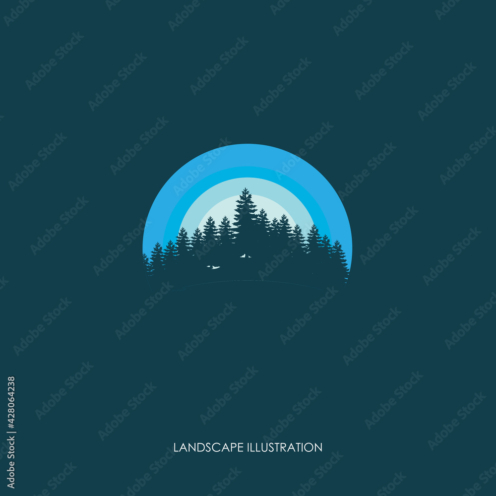 adventure logo design template, with natural scenery illustration