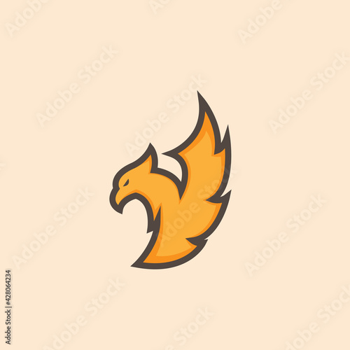 Fototapeta Naklejka Na Ścianę i Meble -  simple yellow eagle logo design template
