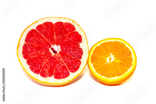 Isolated on white background lemon  orange and grapefruit