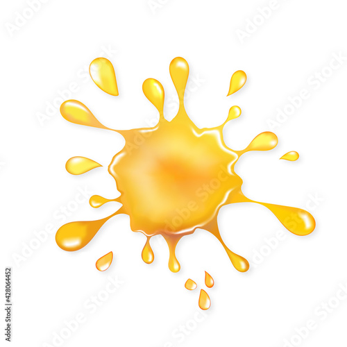 Yellow blob. Glossy slime blot. Vector Illustration. Realistic color texture.
