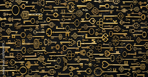 Fotografía Background of vintage victorian style gold skeleton keys