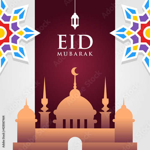 Eid Mubarak Celebration Greeting Card Design