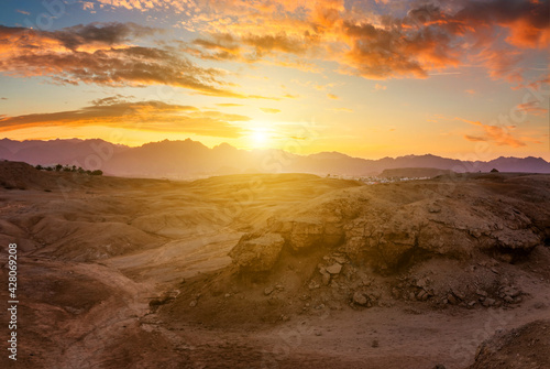 Beautiful sunset in the Sinai desert  Egypt.