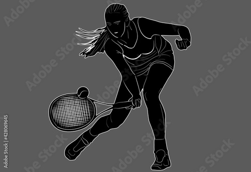 Young woman plays tennis