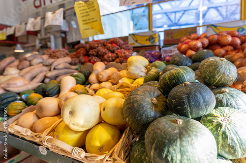 Granville Island Public Market. An indoor market featuring a fascinating assortment of colourful food and produce stores. Vancouver, BC, Canada. photo